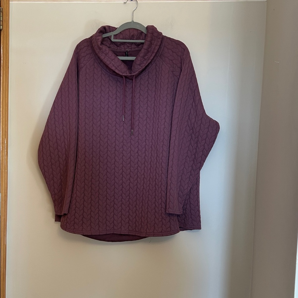 North River light mauve polyester pullover sweater tie neck long sleeved size 3X